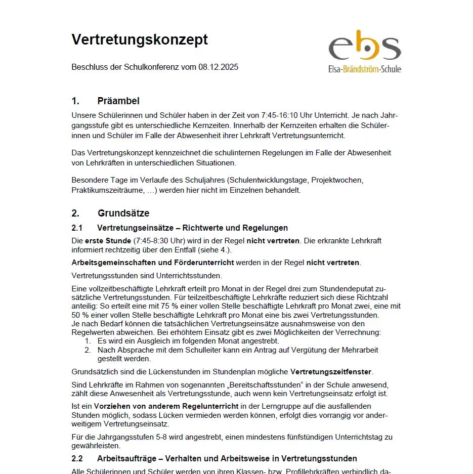 Vertretungskonzept der EBS